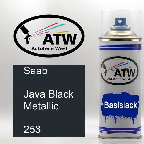 Saab, Java Black Metallic, 253: 400ml Sprühdose, von ATW Autoteile West.